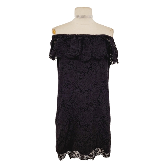 MADEWELL black lace goth DUSK off shoulder boho mini dress 0 - Picture 1 of 6